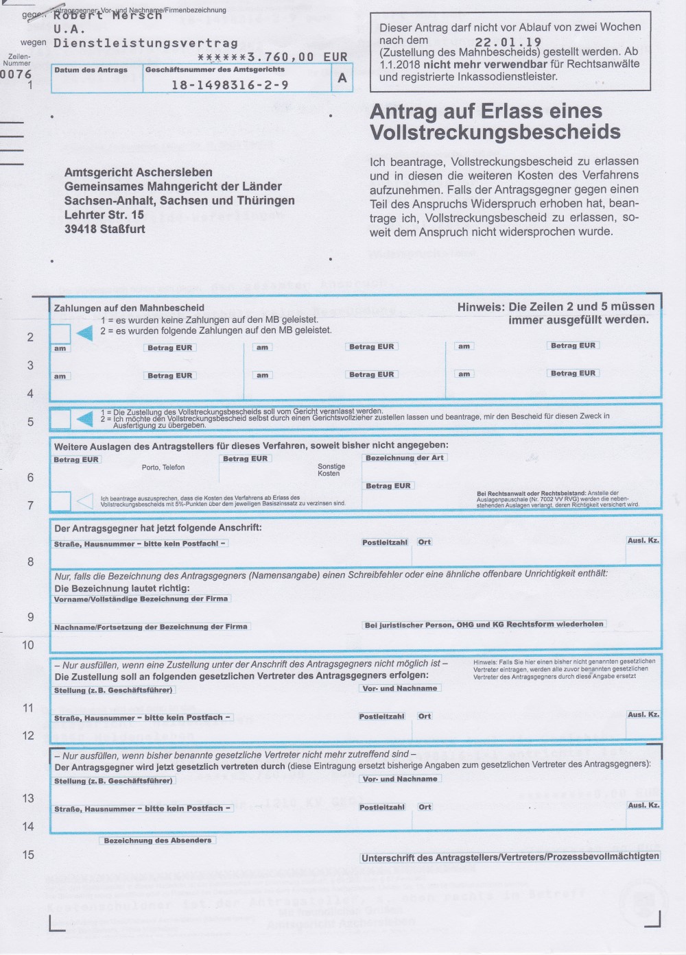 Vollstreckungsbescheid 1000pix