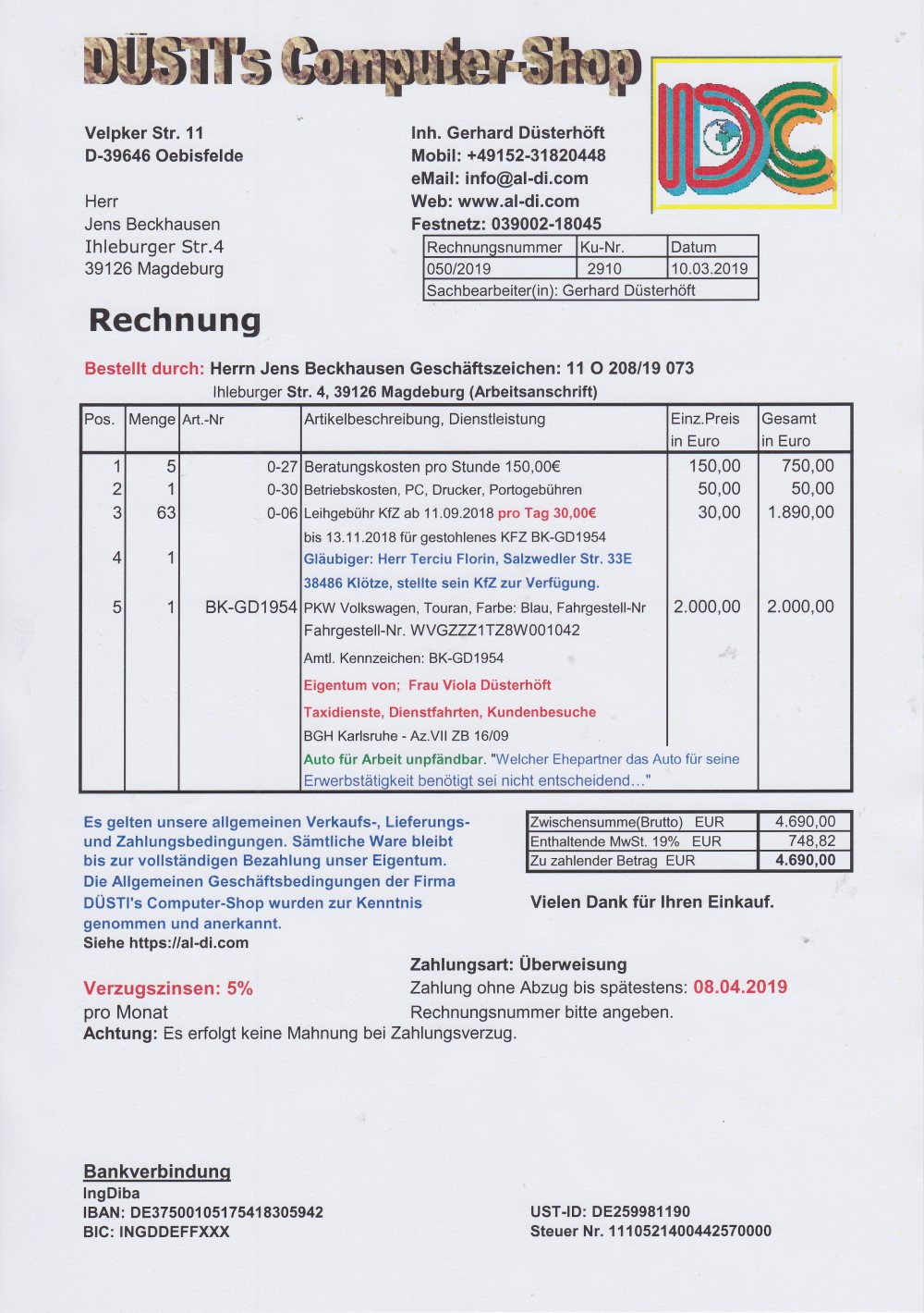 Rechnung 050 2019